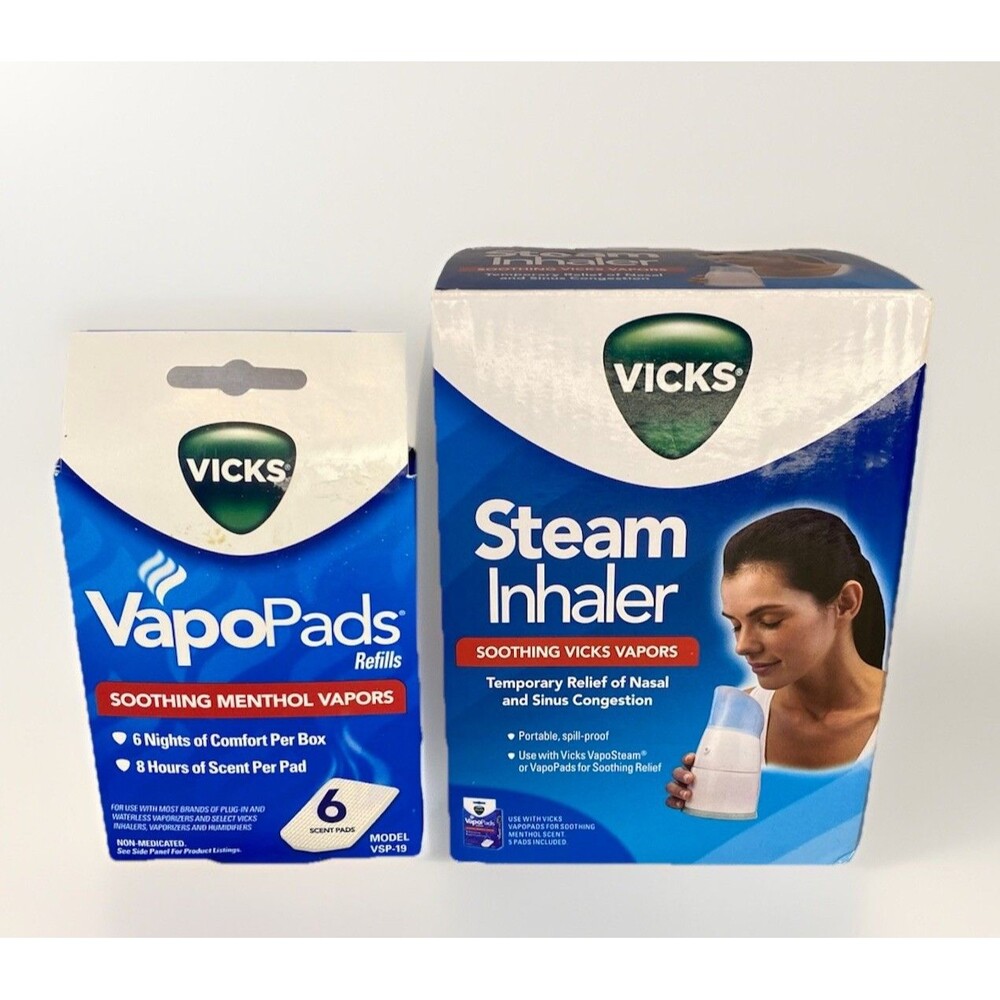 New- Vicks Steam Inhaler V1300N And 6 Vapopad Refills VSP-19